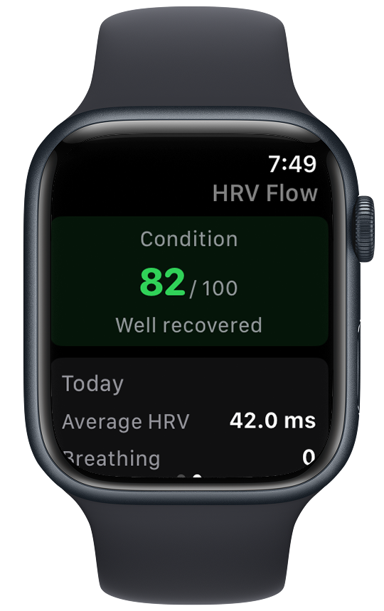 HRV Flow - Apple Watch main screen